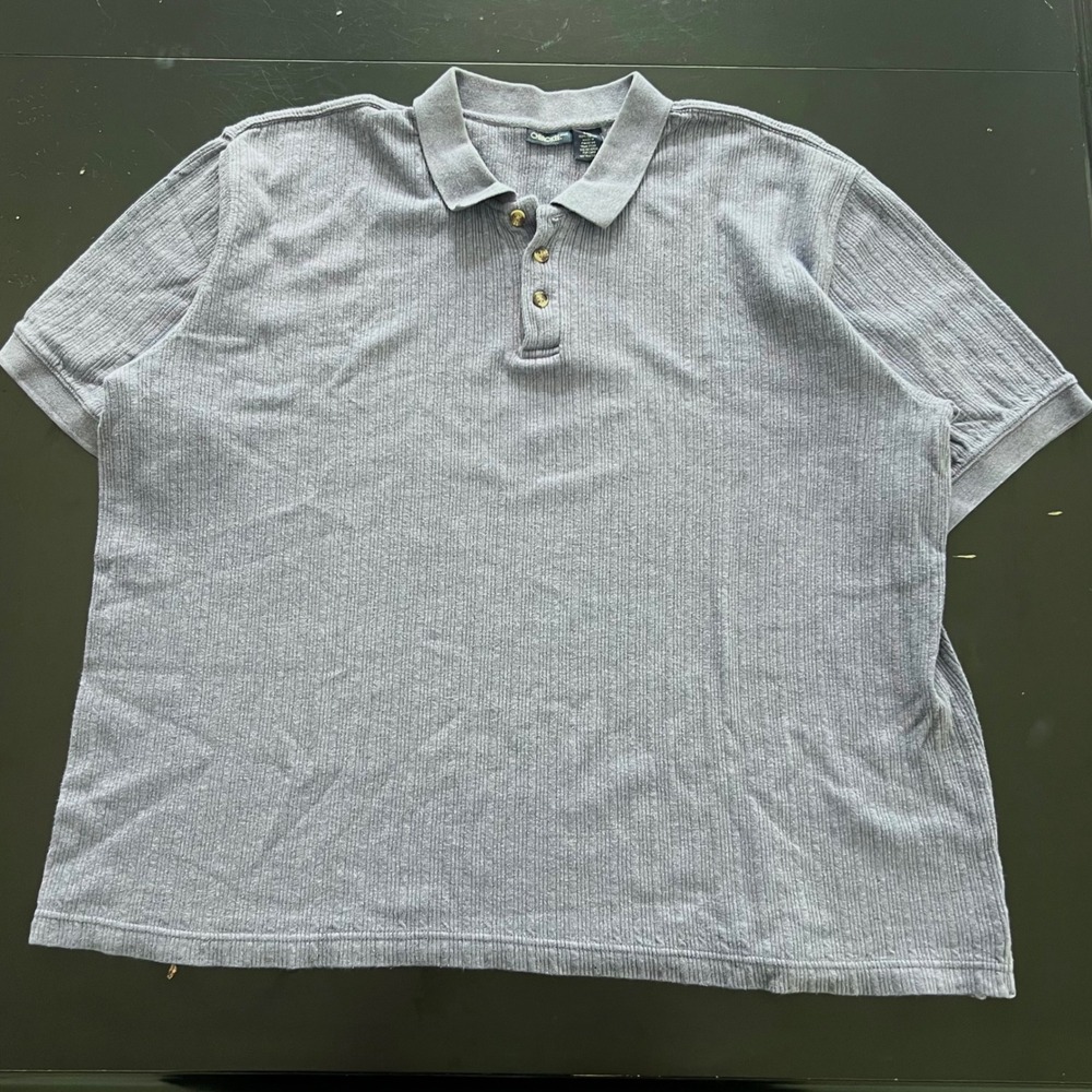 Cherokee XXL Mens Blue Polo Shirt Ribbed Knit‎ Short Sleeve Casual Top
